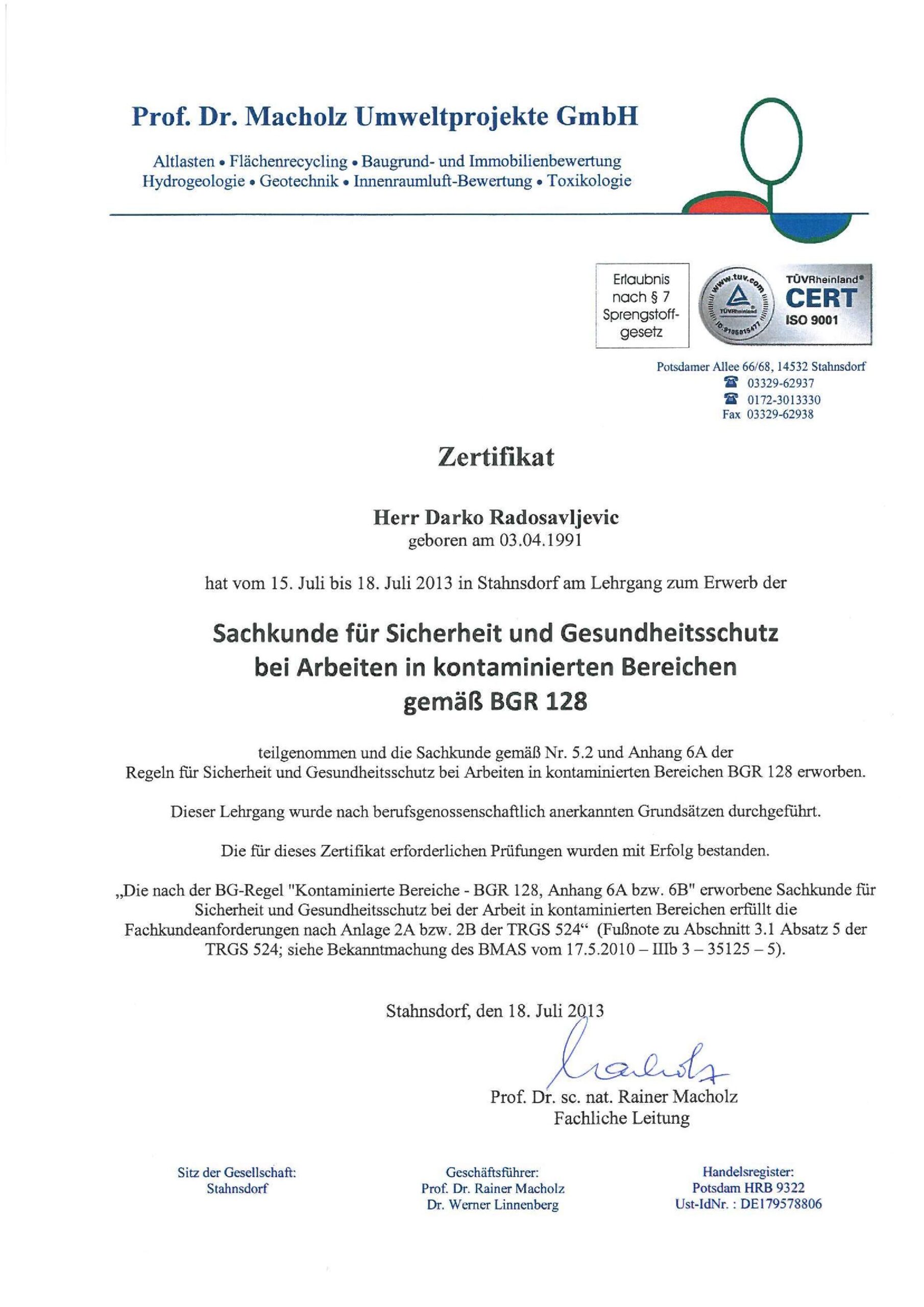 DGUV Regel 101-004 ehemals BGR 128 – Kontaminierte Bereiche