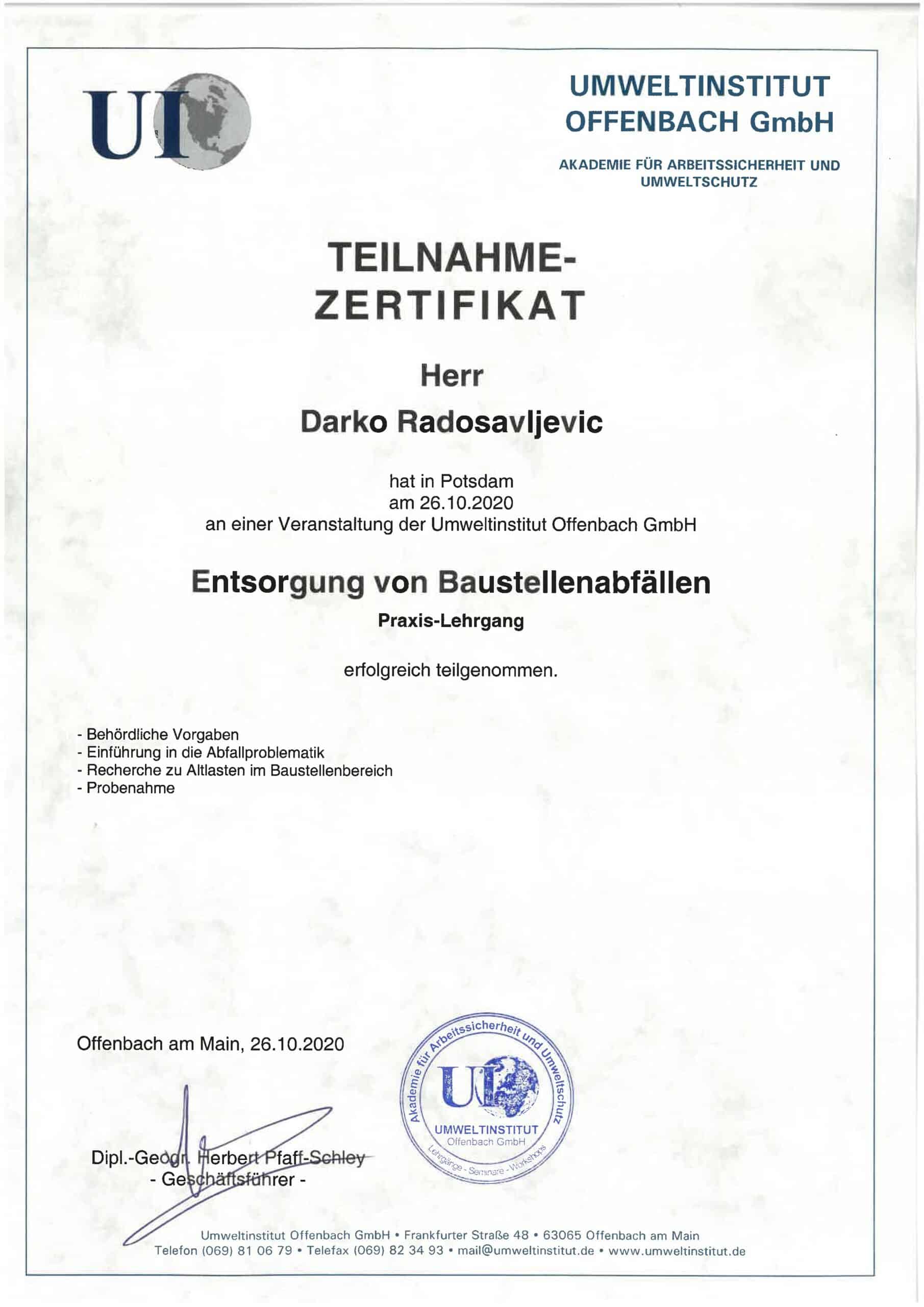 Praxis-Lehrgang Entsorgung von Baustellenabfällen